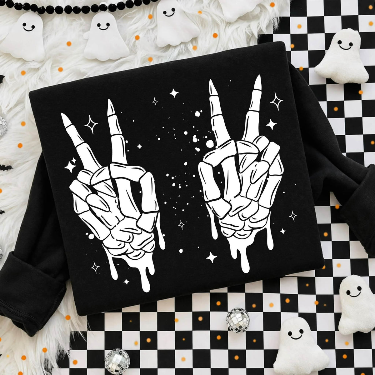 Skellie Peace Hands White-Ready to Press Transfer