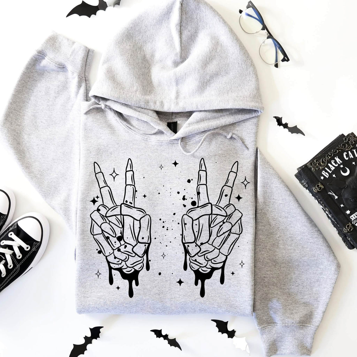 Skellie Peace Hands Black-Ready to Press Transfer