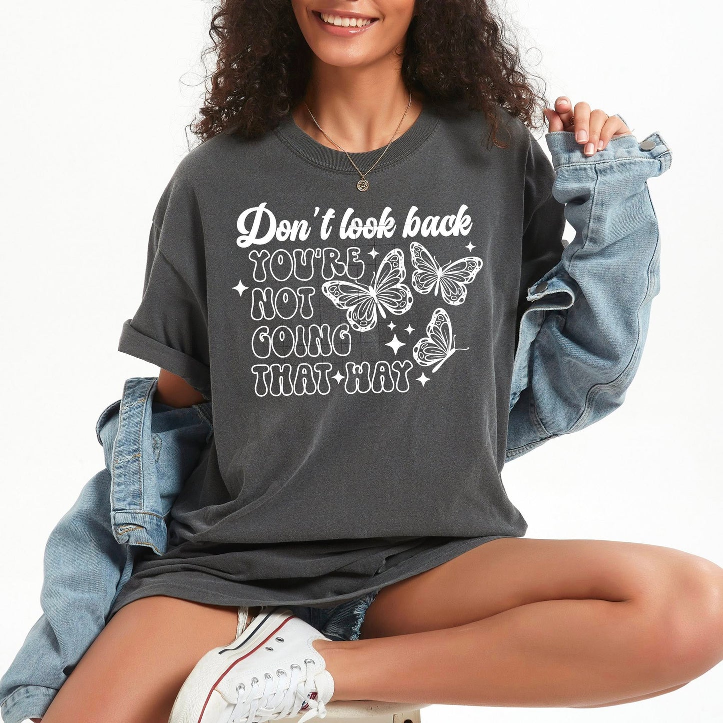 Don't Look Back Single Color White-Ready to Press Transfer