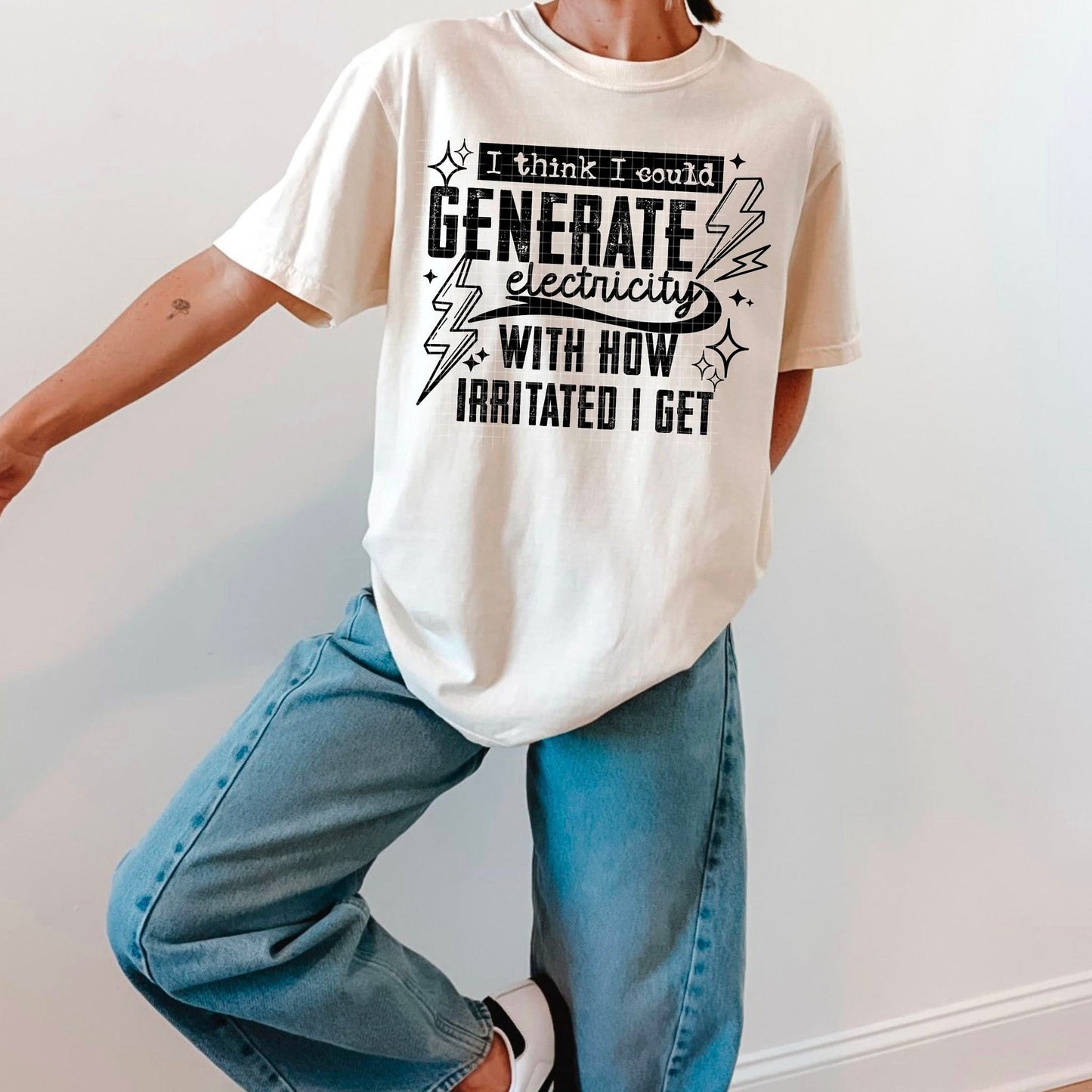 Generate Electricity Single Color Black-Ready to Press Transfer