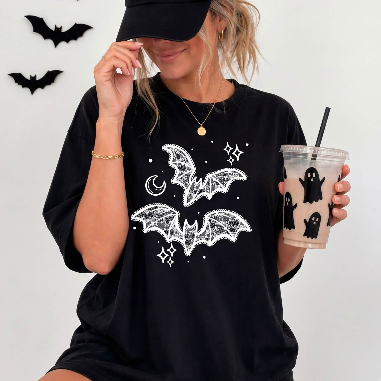 Lace Bats Single Color White-Ready to Press Transfer