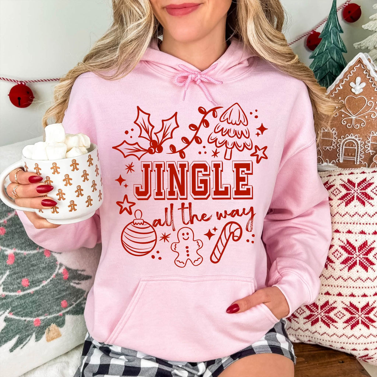 Jingle All the Way Single Color Red-Ready to Press Transfer