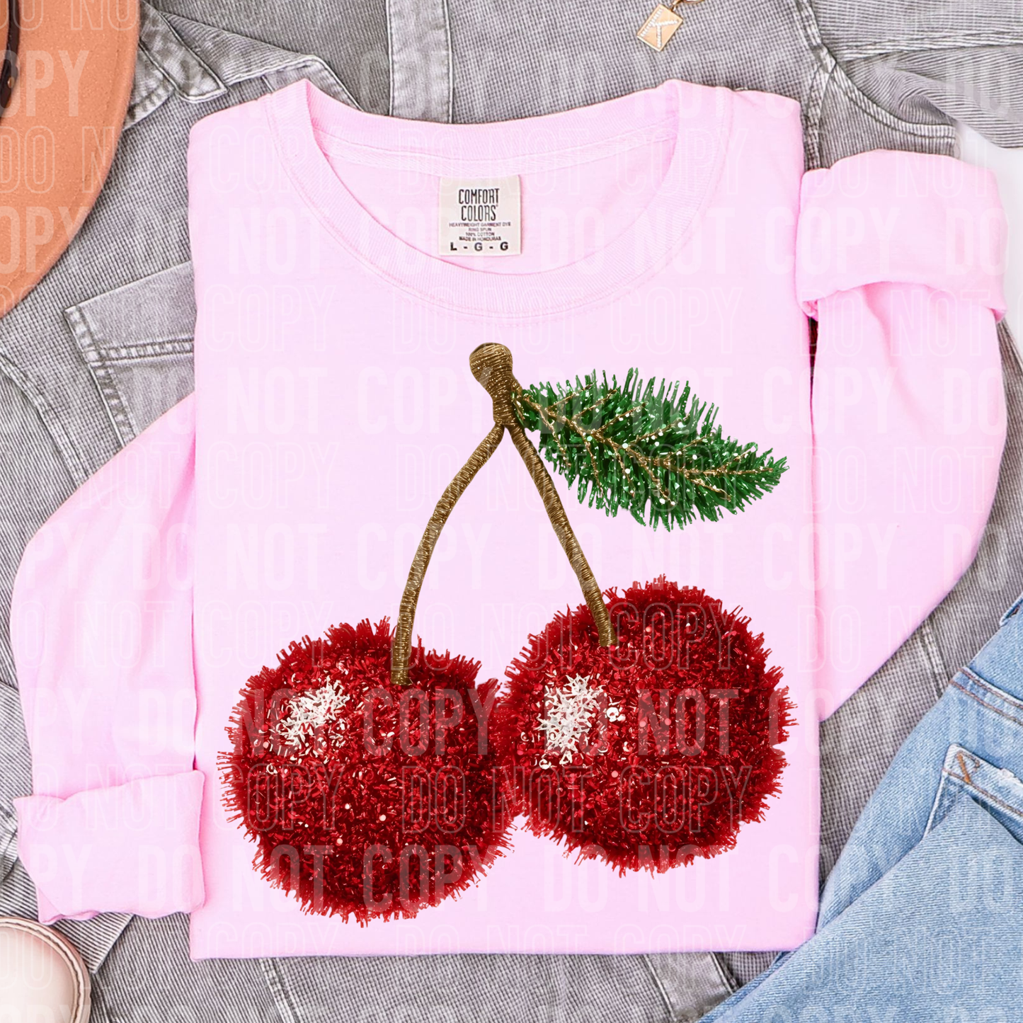 CHERRY FAUX YARN-Ready to Press Transfer