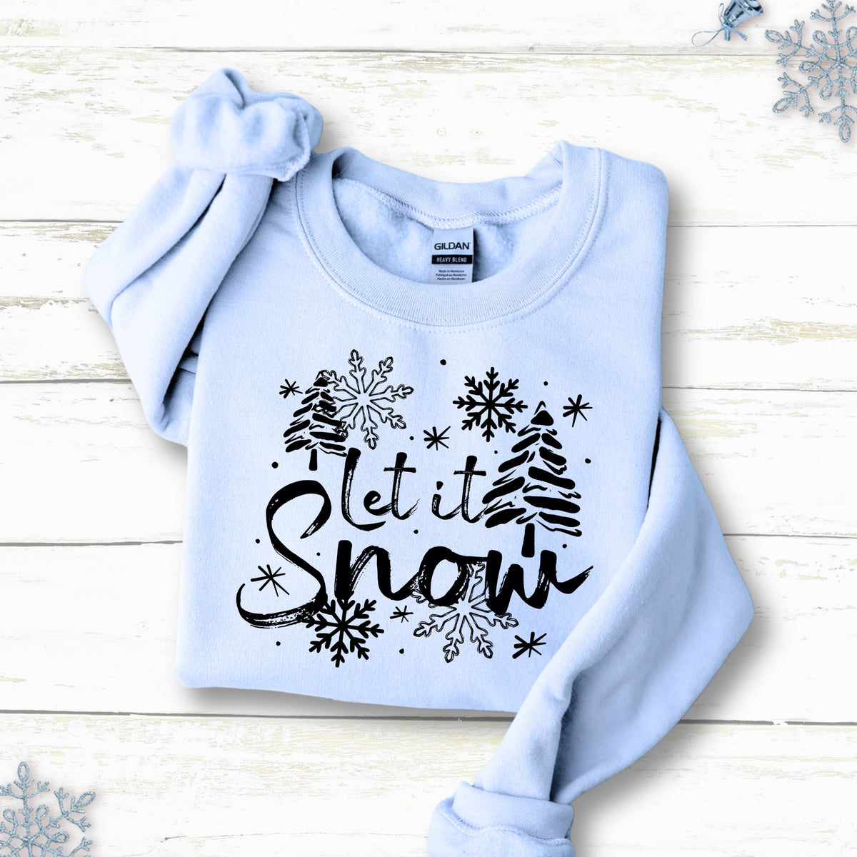 Let It Snow Trees Black-Ready to Press Transfer