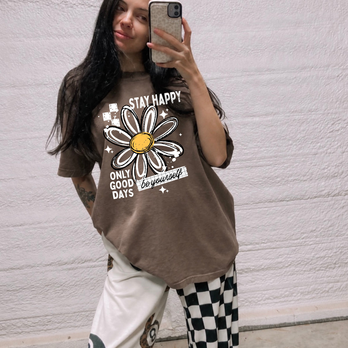 Stay Happy white-Ready to Press Transfer