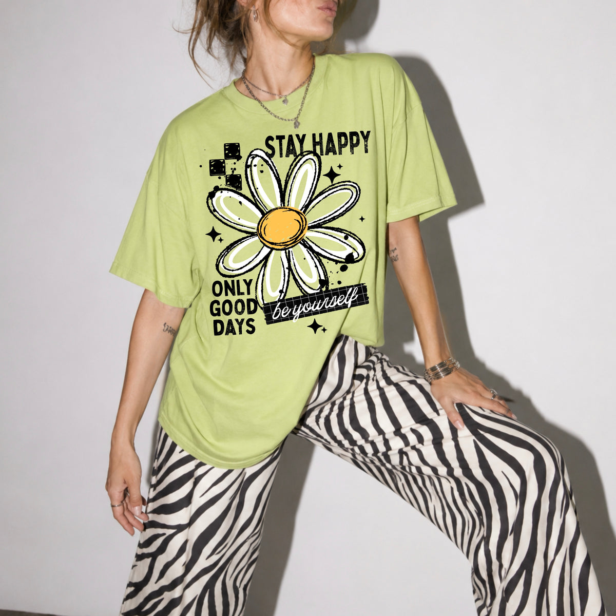 Stay Happy black-Ready to Press Transfer