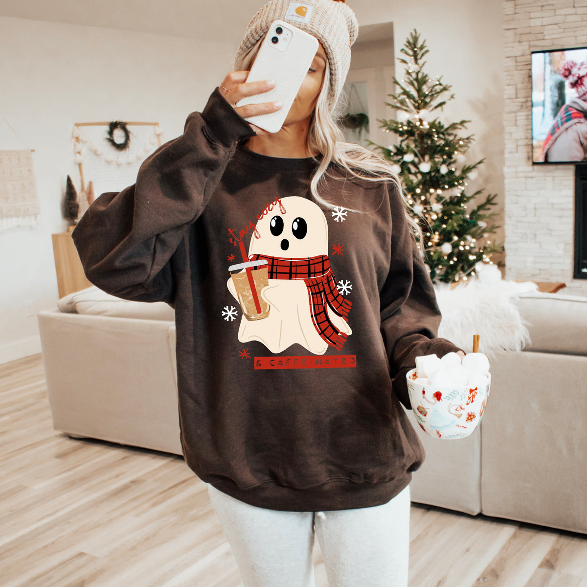 Cozy Caffeinated Winter Ghost-Ready to Press Transfer