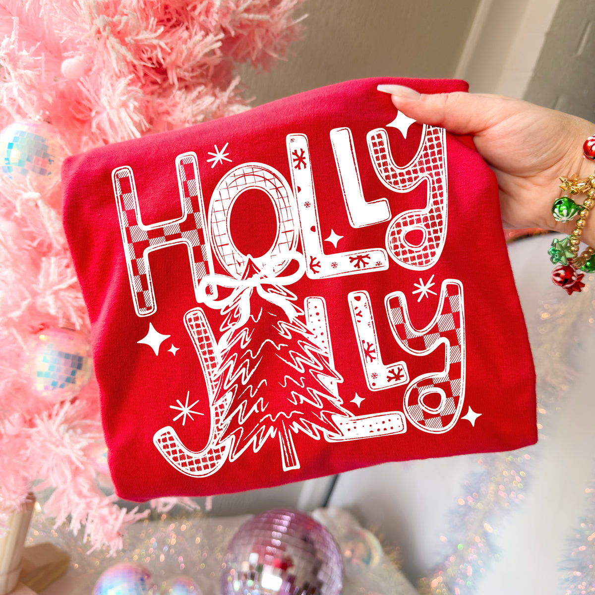 Holly Jolly White-Ready to Press Transfer