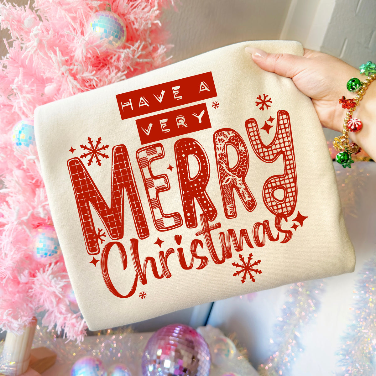 A Very Merry Christmas Red-Ready to Press Transfer