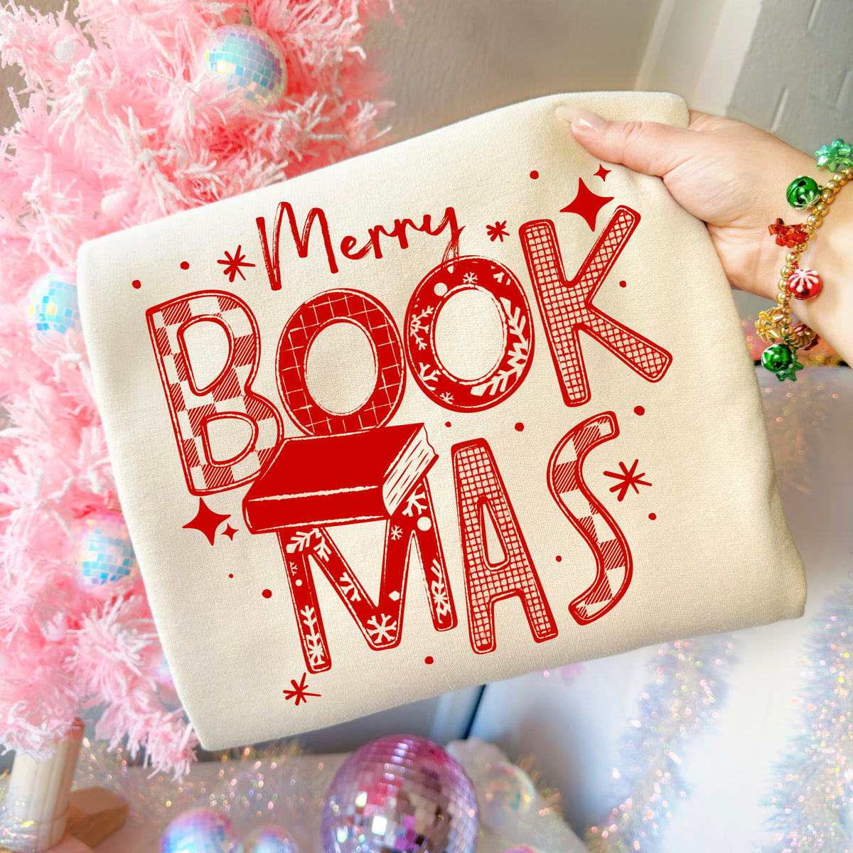 Merry Bookmas Red-Ready to Press Transfer