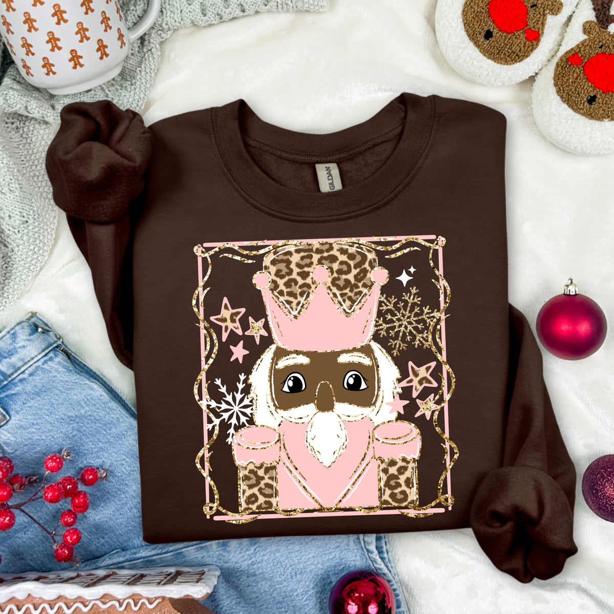 Pink and Leopard Nutcracker dark-Ready to Press Transfer