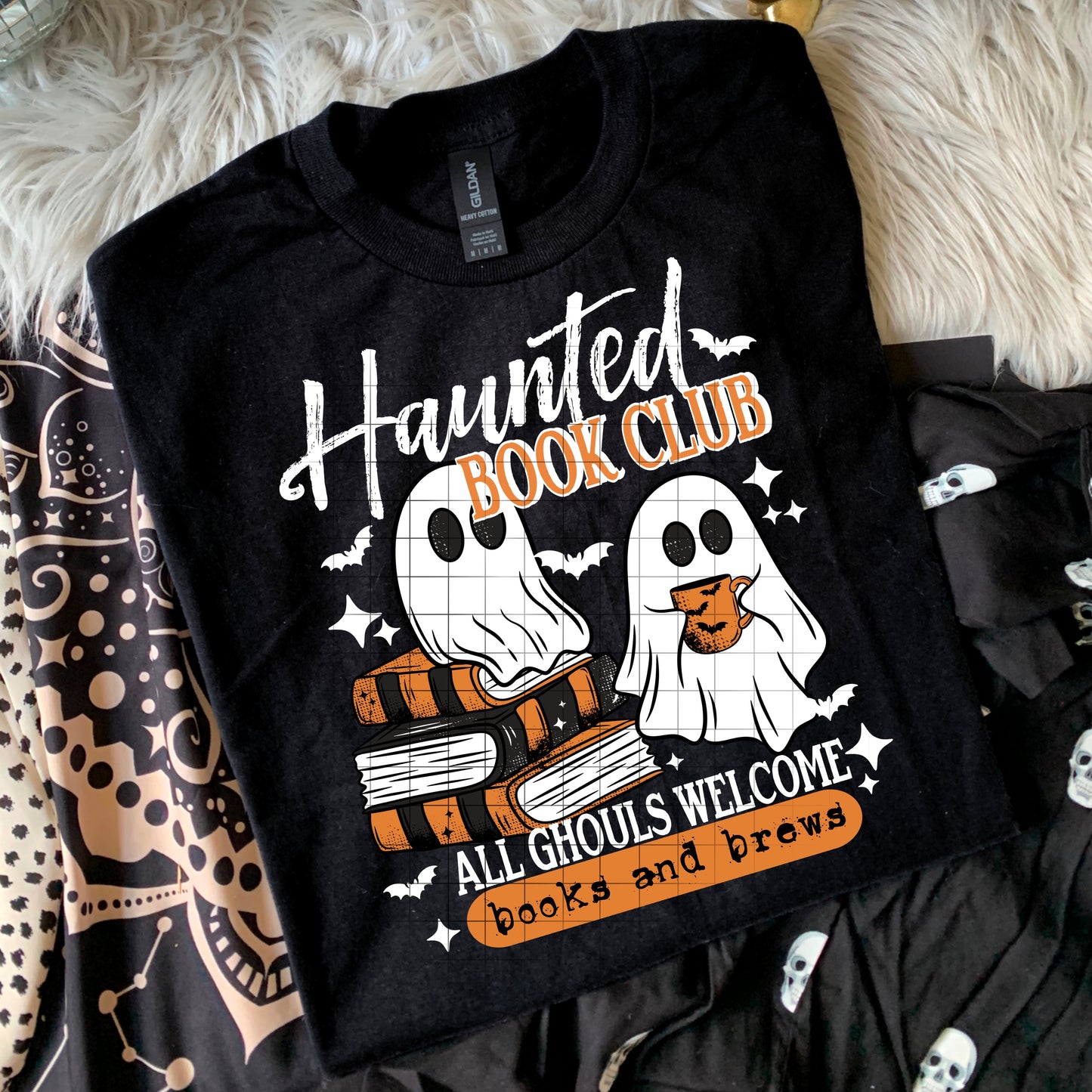 Haunted Book Club White Words-Ready to Press Transfer