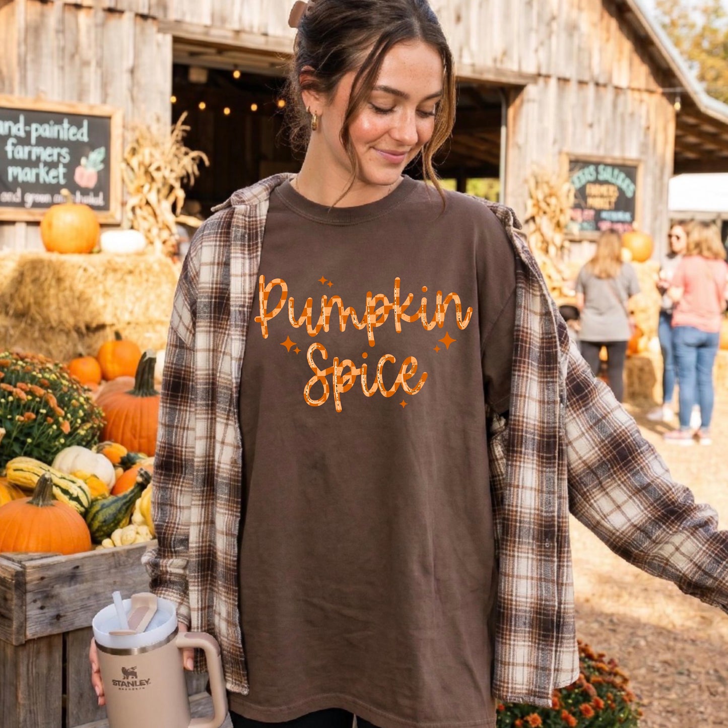 Pumpkin Spice checker-Ready to Press Transfer