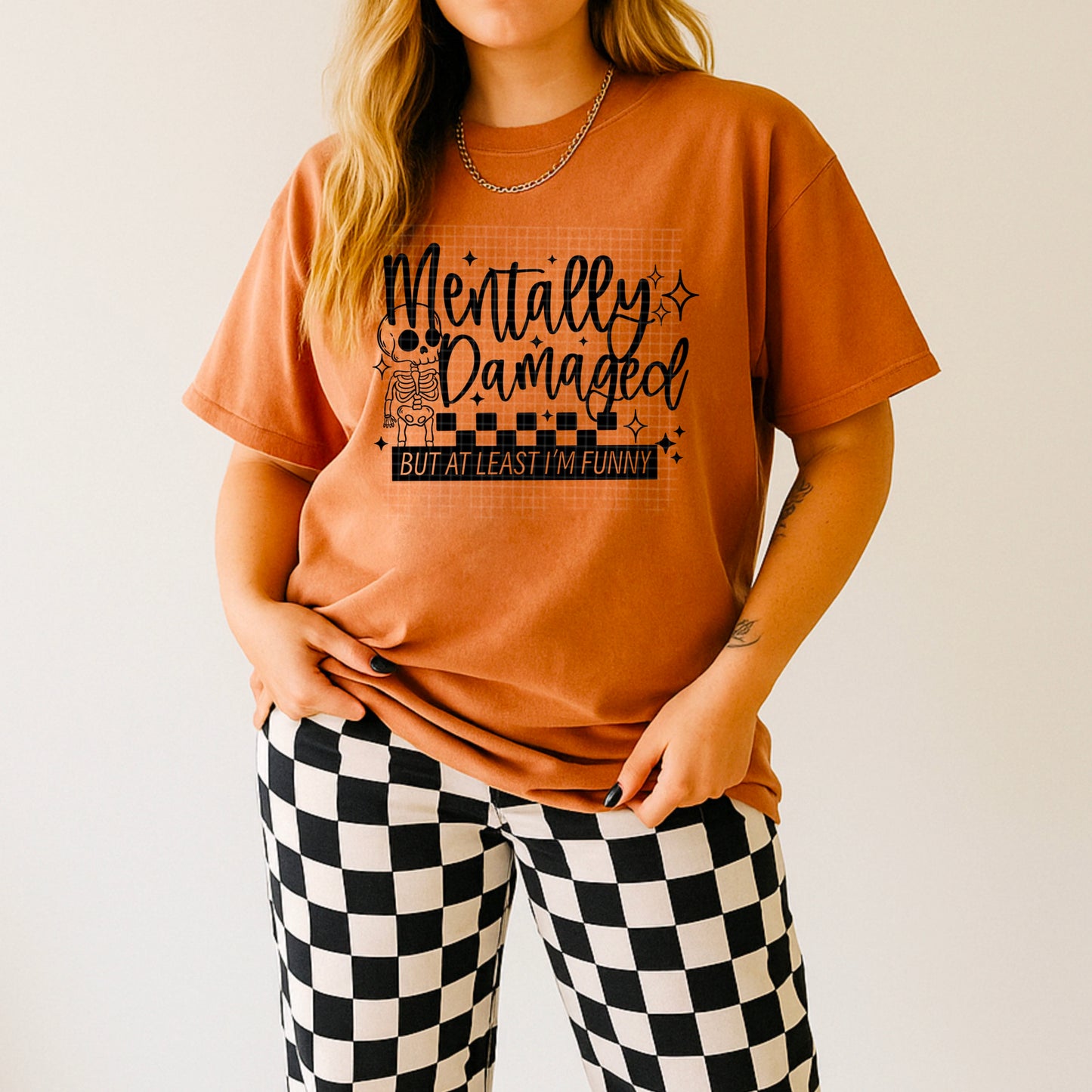 Mentally Damaged Single Color Black-Ready to Press Transfer