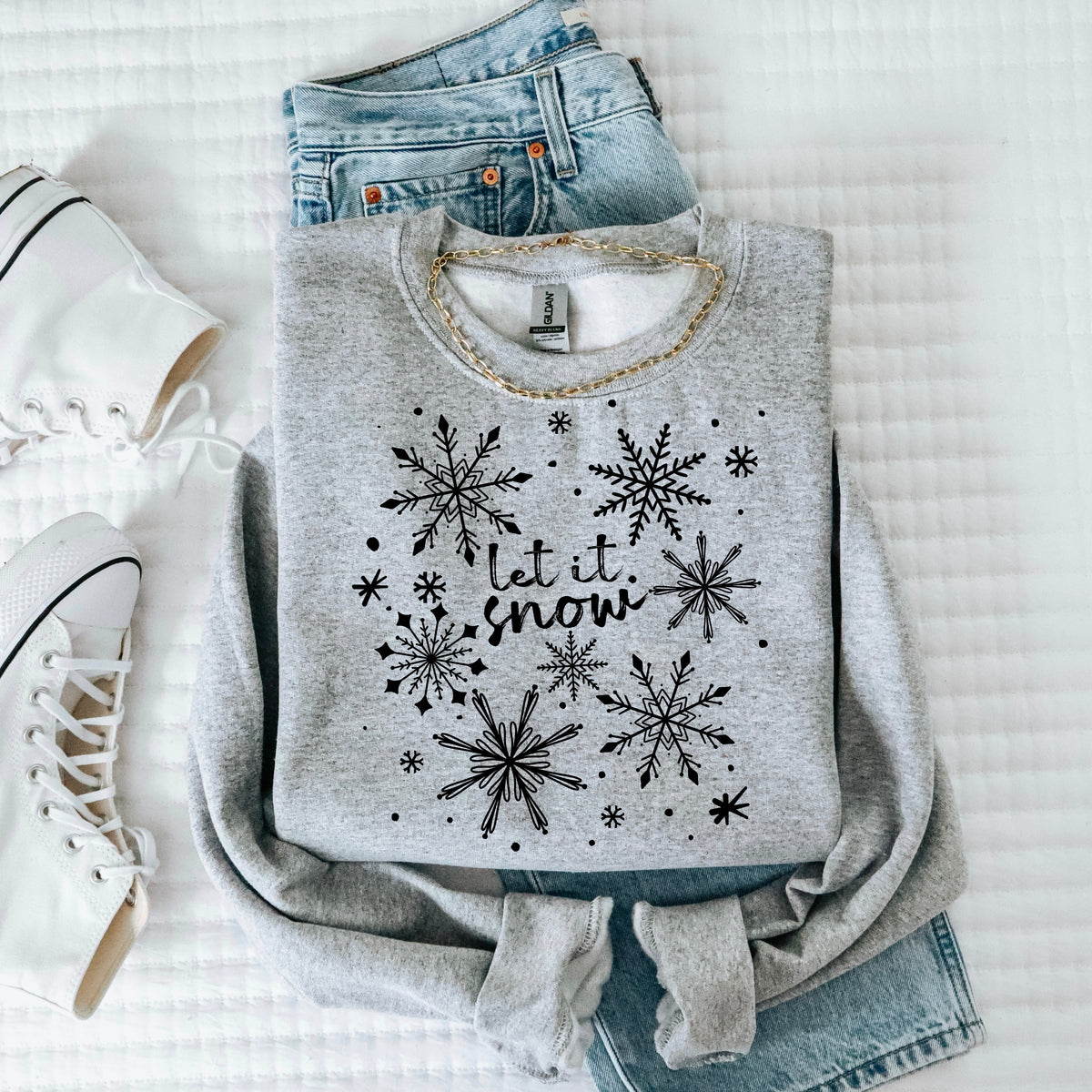 Let it Snow Snowflakes black-Ready to Press Transfer