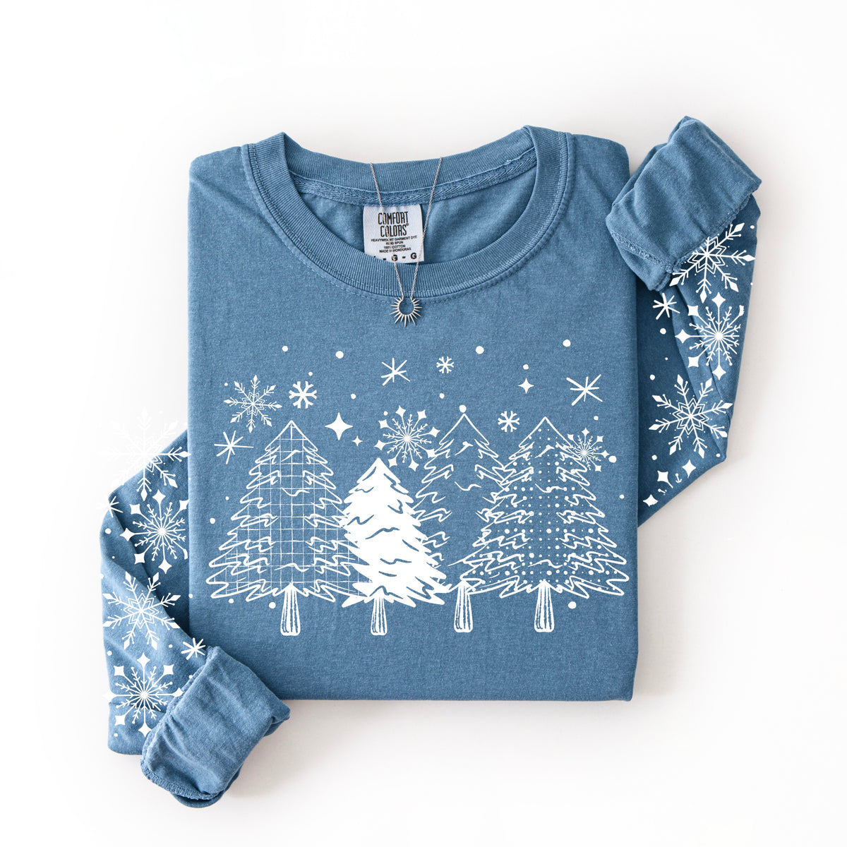 Winter Trees Single Color White-Ready to Press Transfer