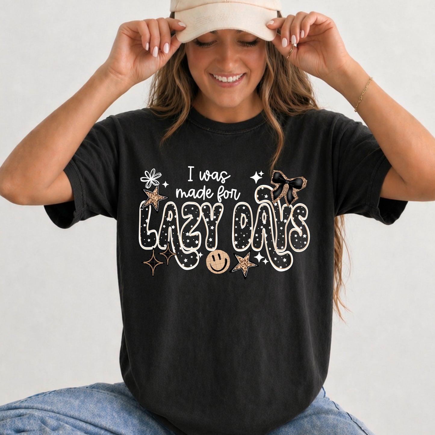 I Was Made for Lazy Days White-Ready to Press Transfer