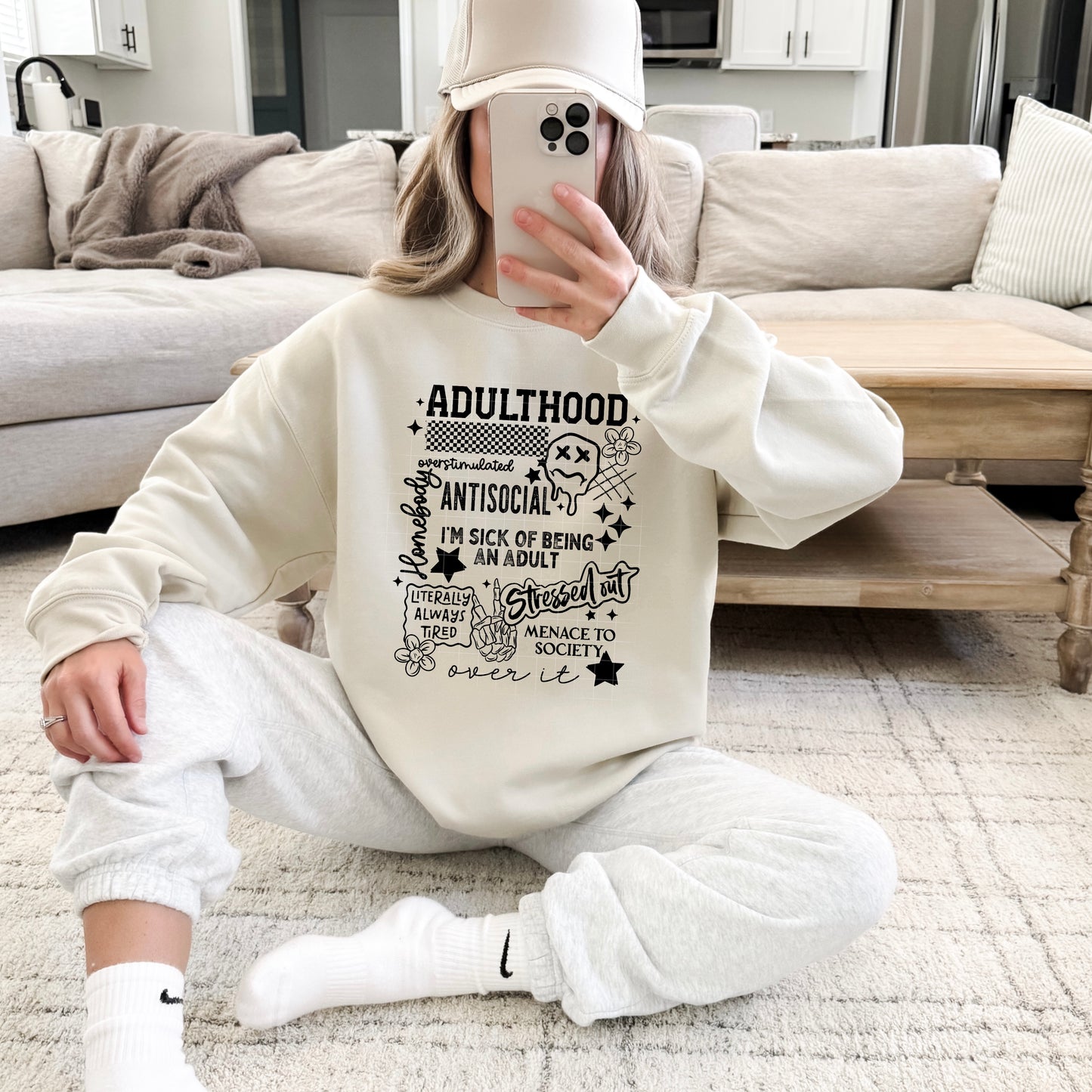 ADULTHOOD Single Color Black-Ready to Press Transfer