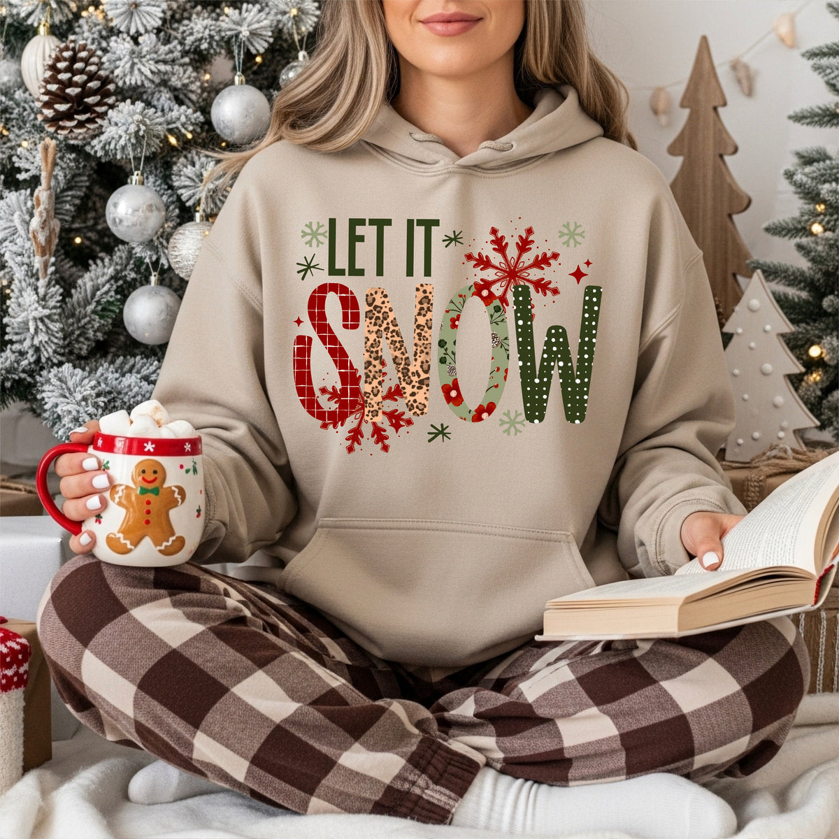 Let It Snow Green and Red-Ready to Press Transfer