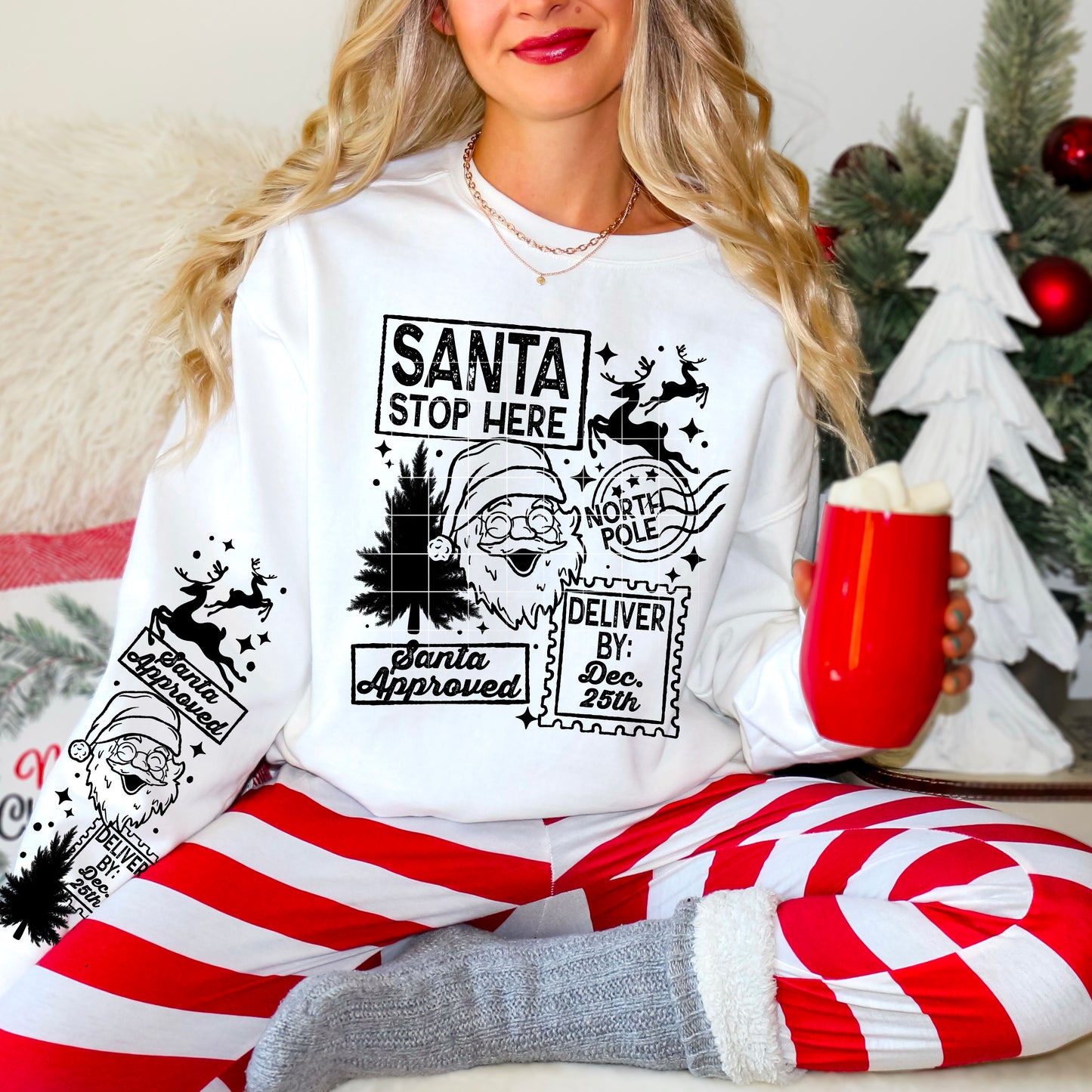 Christmas Delivery Single Color Collage Black-Ready to Press Transfer