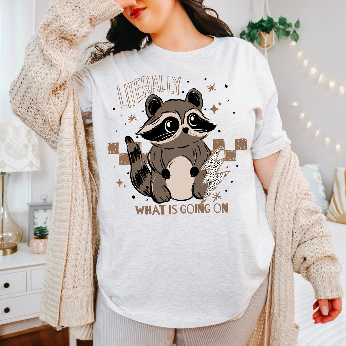 What Is Going on Raccoon Brown-Ready to Press Transfer