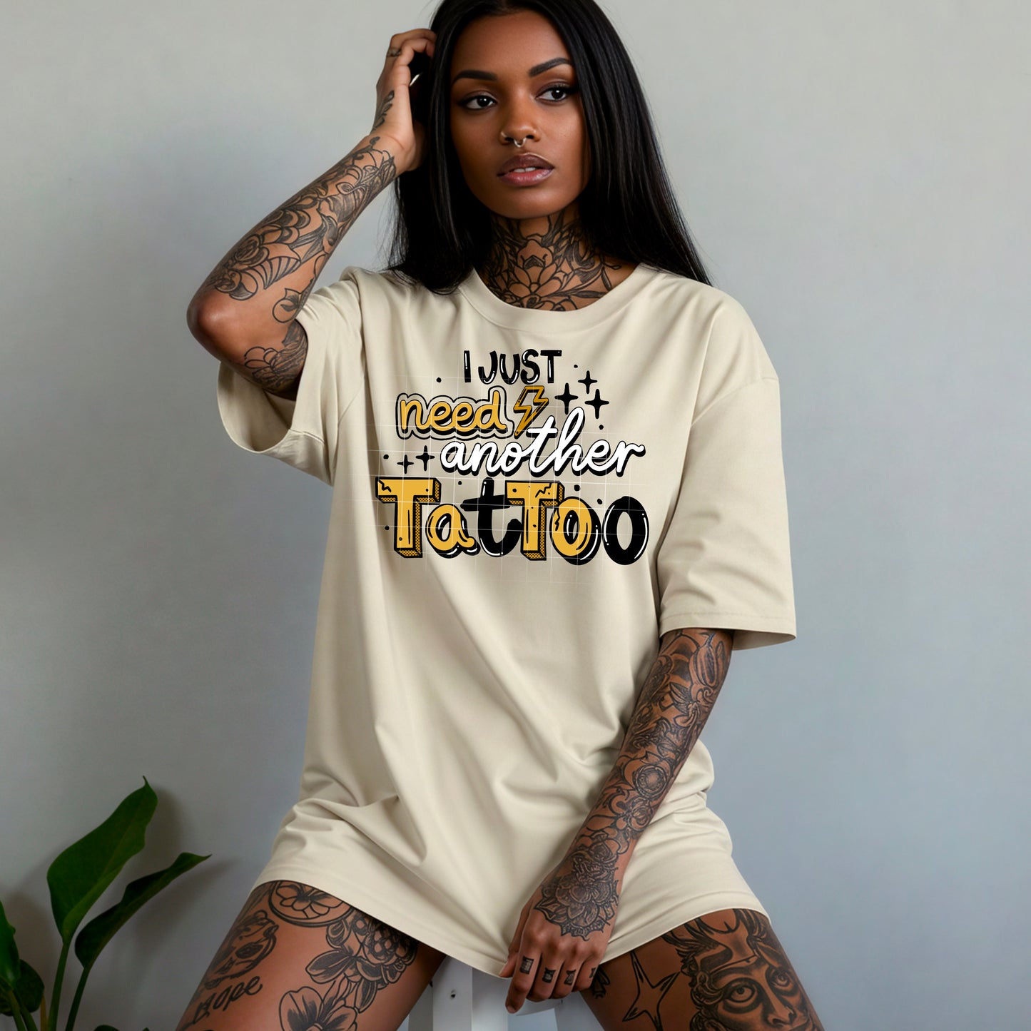 I Just Need Another Tattoo Black and Yellow-Ready to Press Transfer