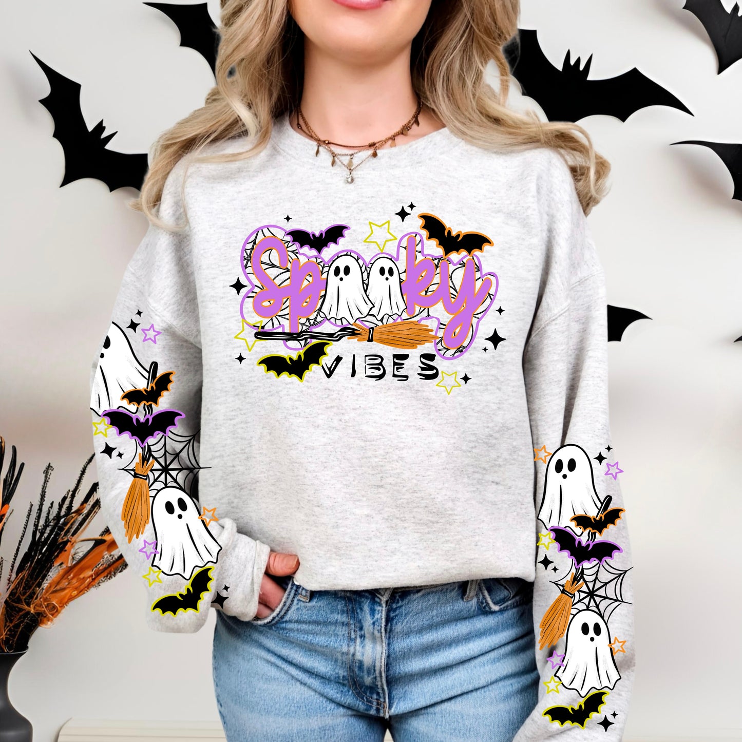 Spooky Vibes Cursive Black-Ready to Press Transfer