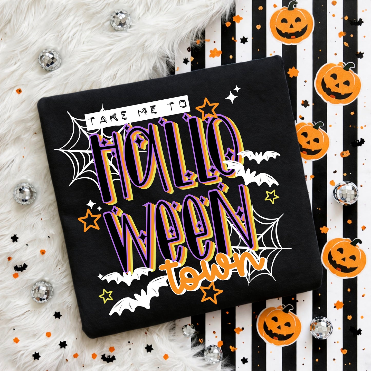 Take Me to Halloween Town White-Ready to Press Transfer