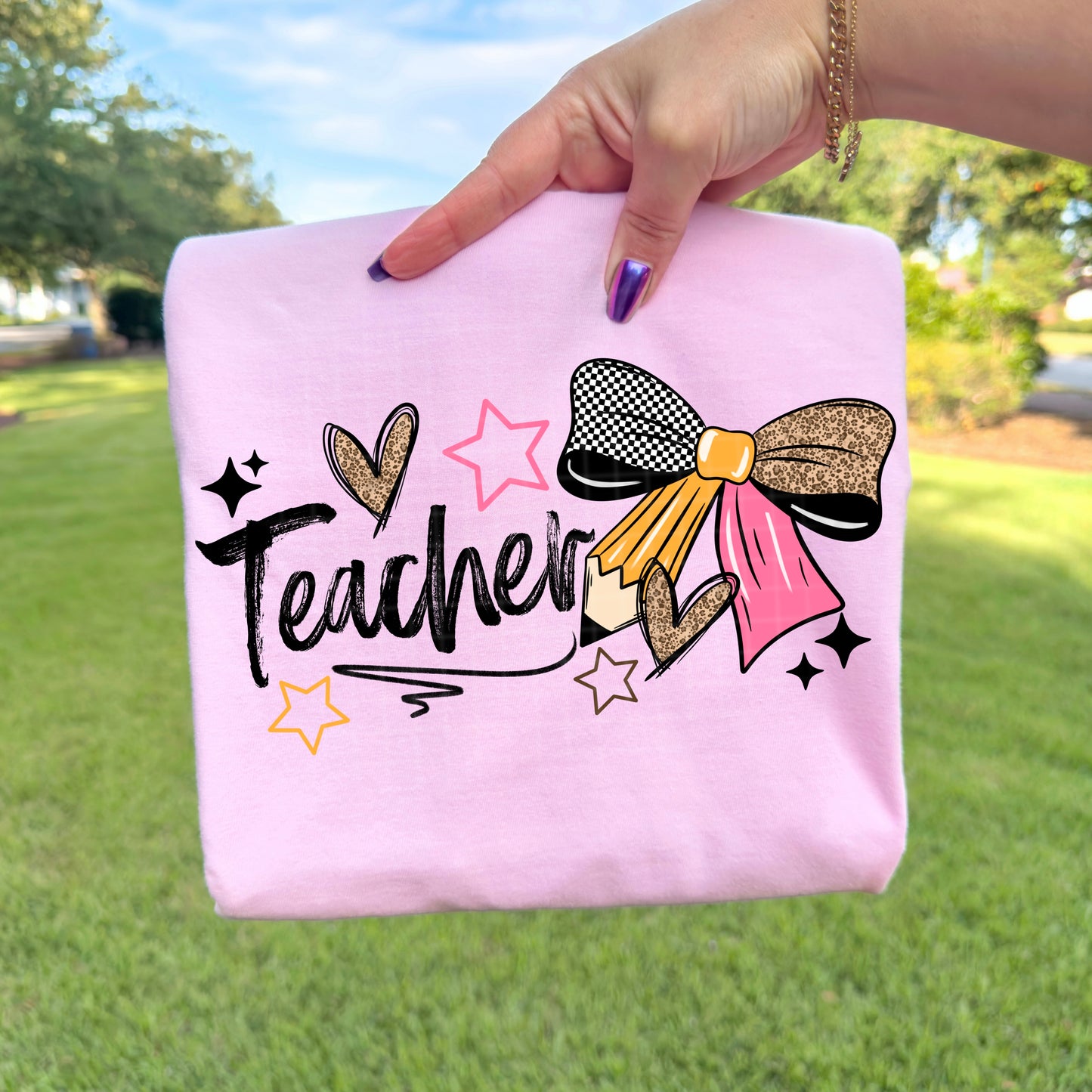 Teacher Pencil Bow-Ready to Press Transfer