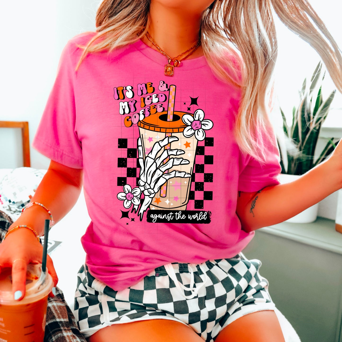 Me and My Iced Coffee Skellie Hand-Ready to Press Transfer