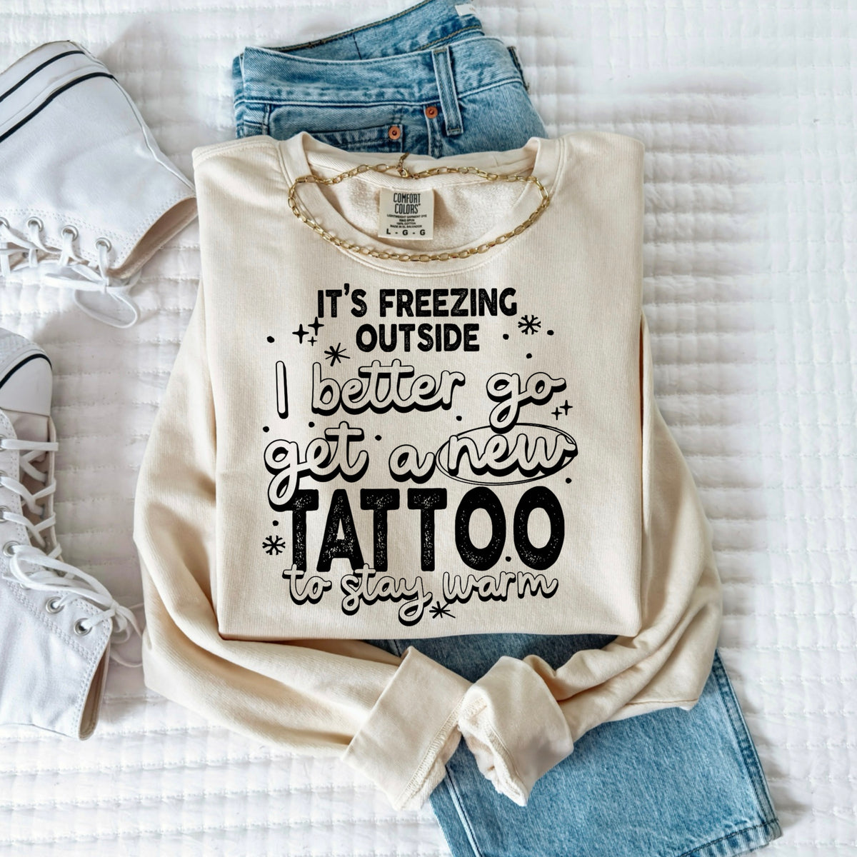 New Tattoo to Stay Warm Black-Ready to Press Transfer