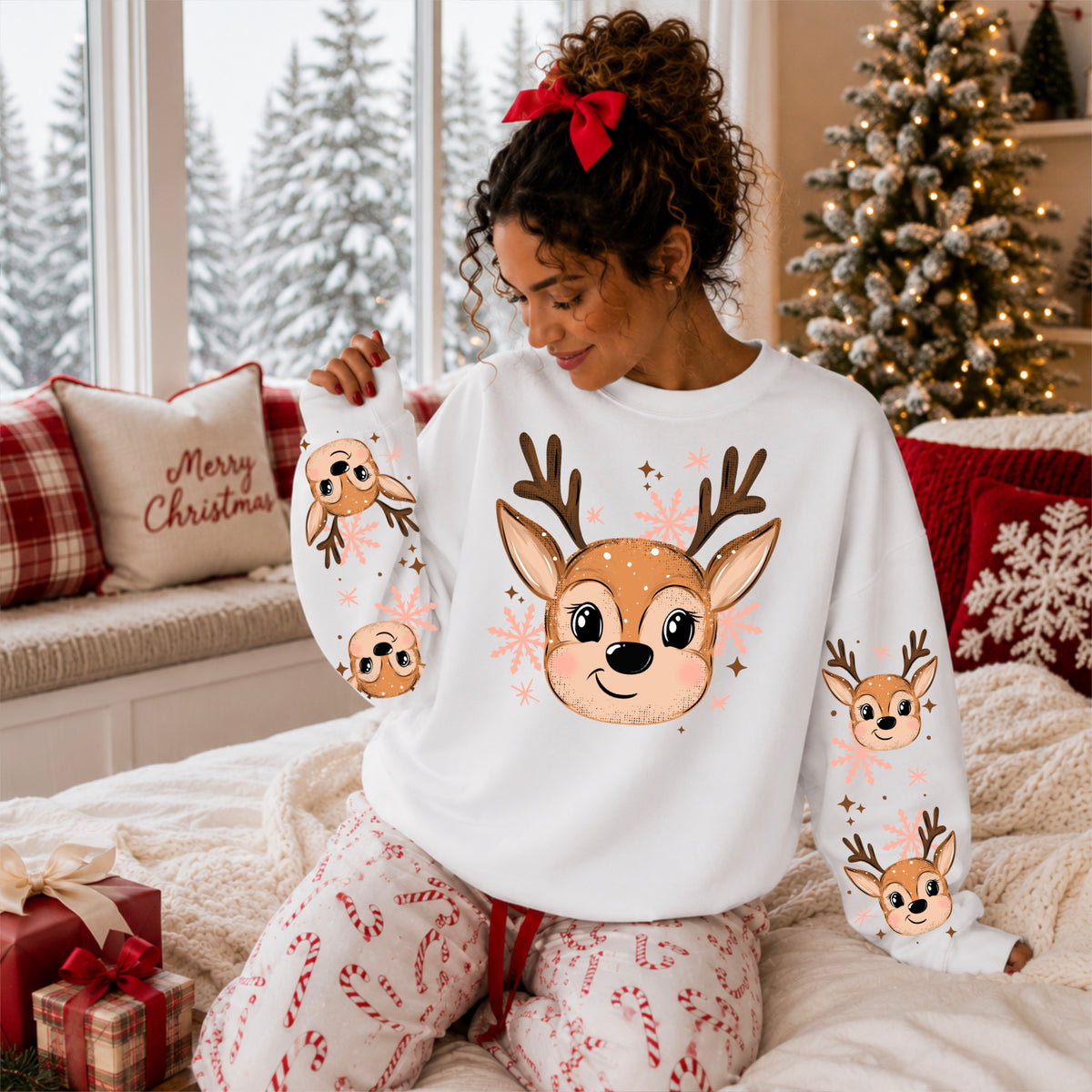 Reindeer Snowflakes-Ready to Press Transfer
