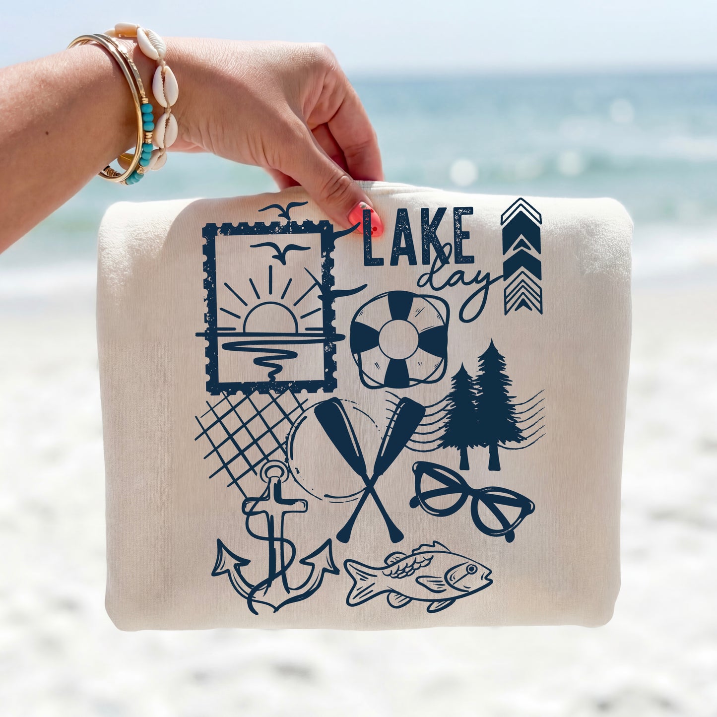 Lake Day Single Color Navy-Ready to Press Transfer