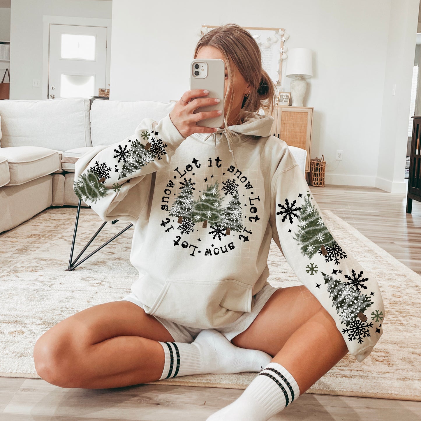 Let It Snow Circle Black Words-Ready to Press Transfer