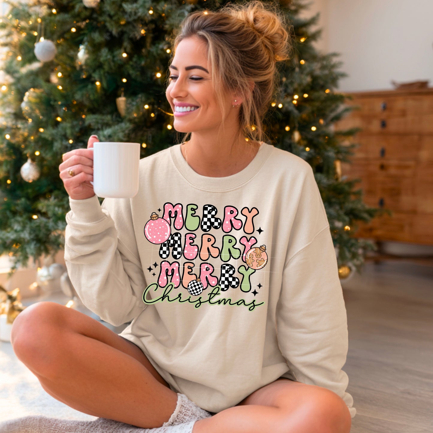 Merry Christmas Pink and Green-Ready to Press Transfer