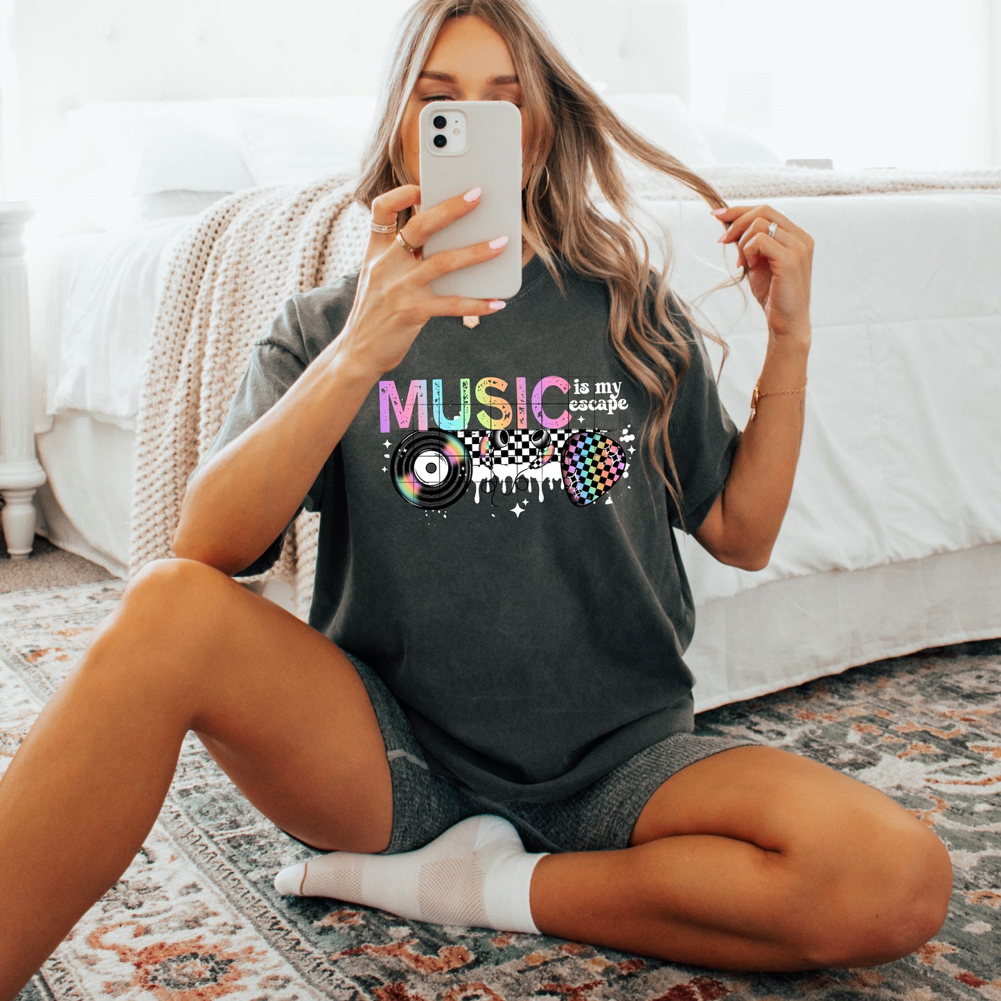 Music is my Escape white words-Ready to Press Transfer