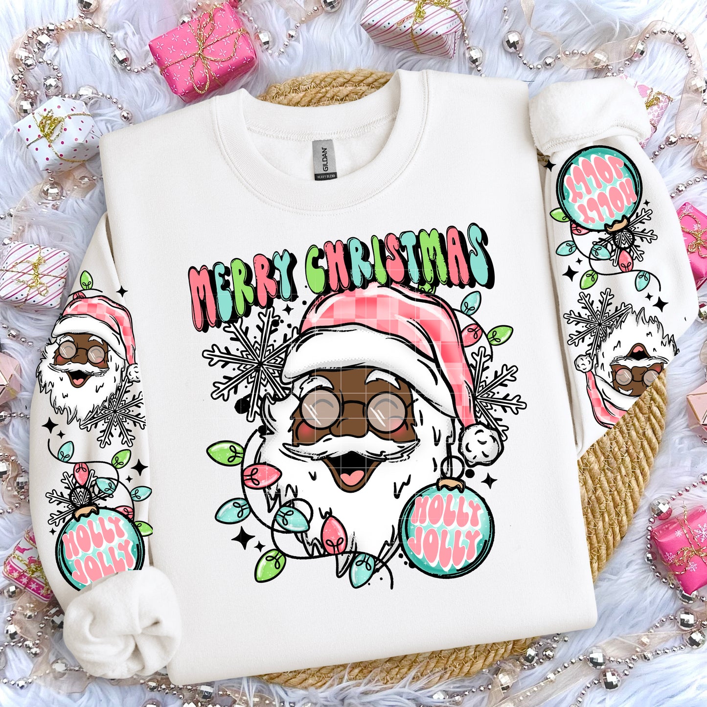 Merry Christmas Santa brown skin tone-Ready to Press Transfer