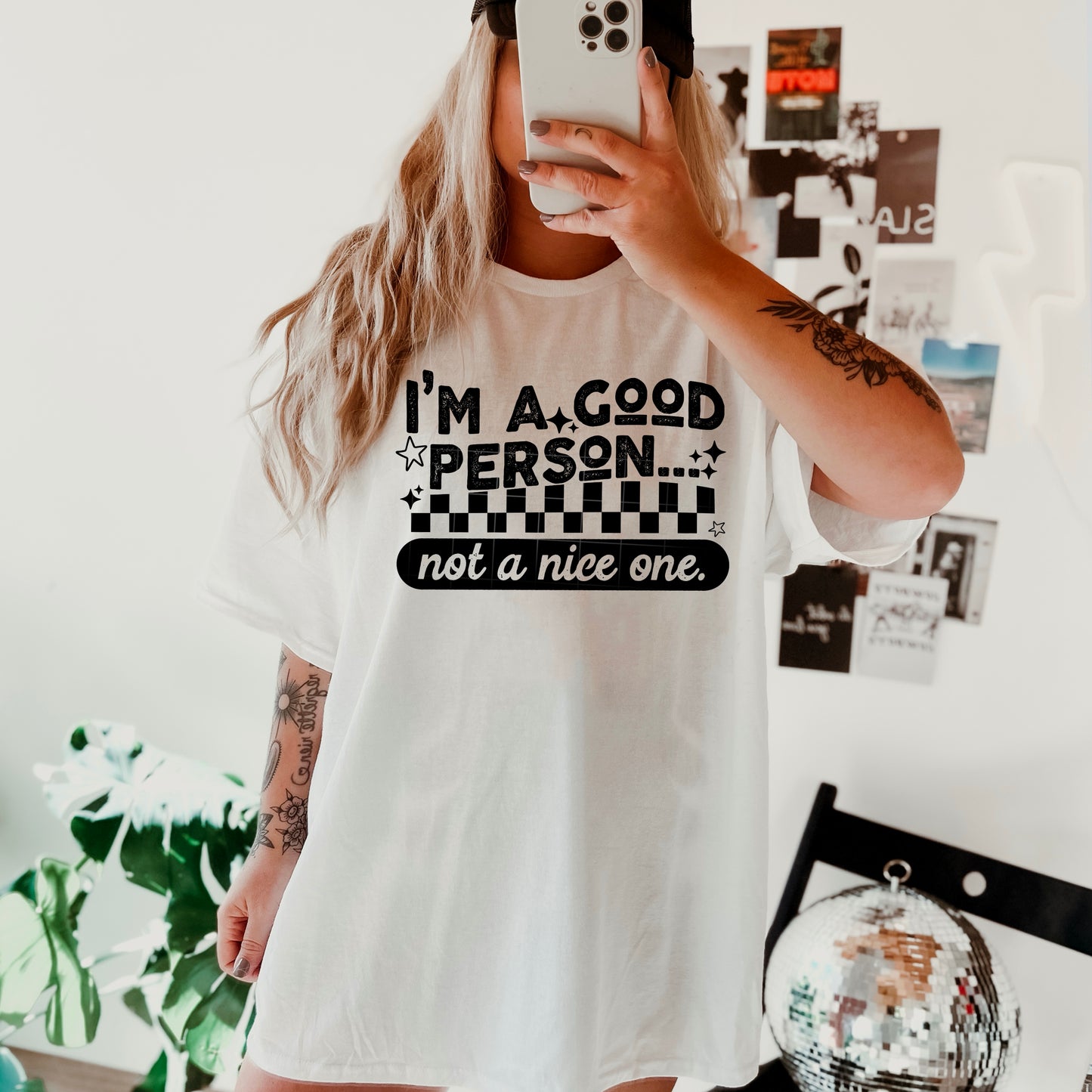 Good Person Not a Nice One Single Color Black-Ready to Press Transfer