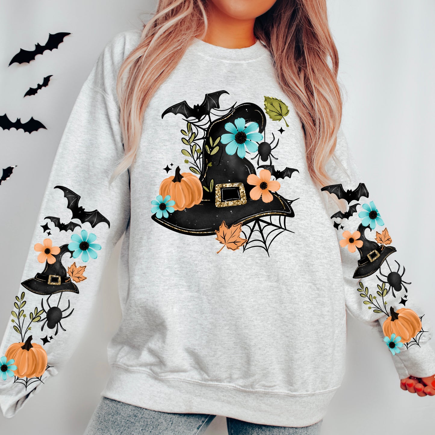 Floral Witch Hat Black-Ready to Press Transfer