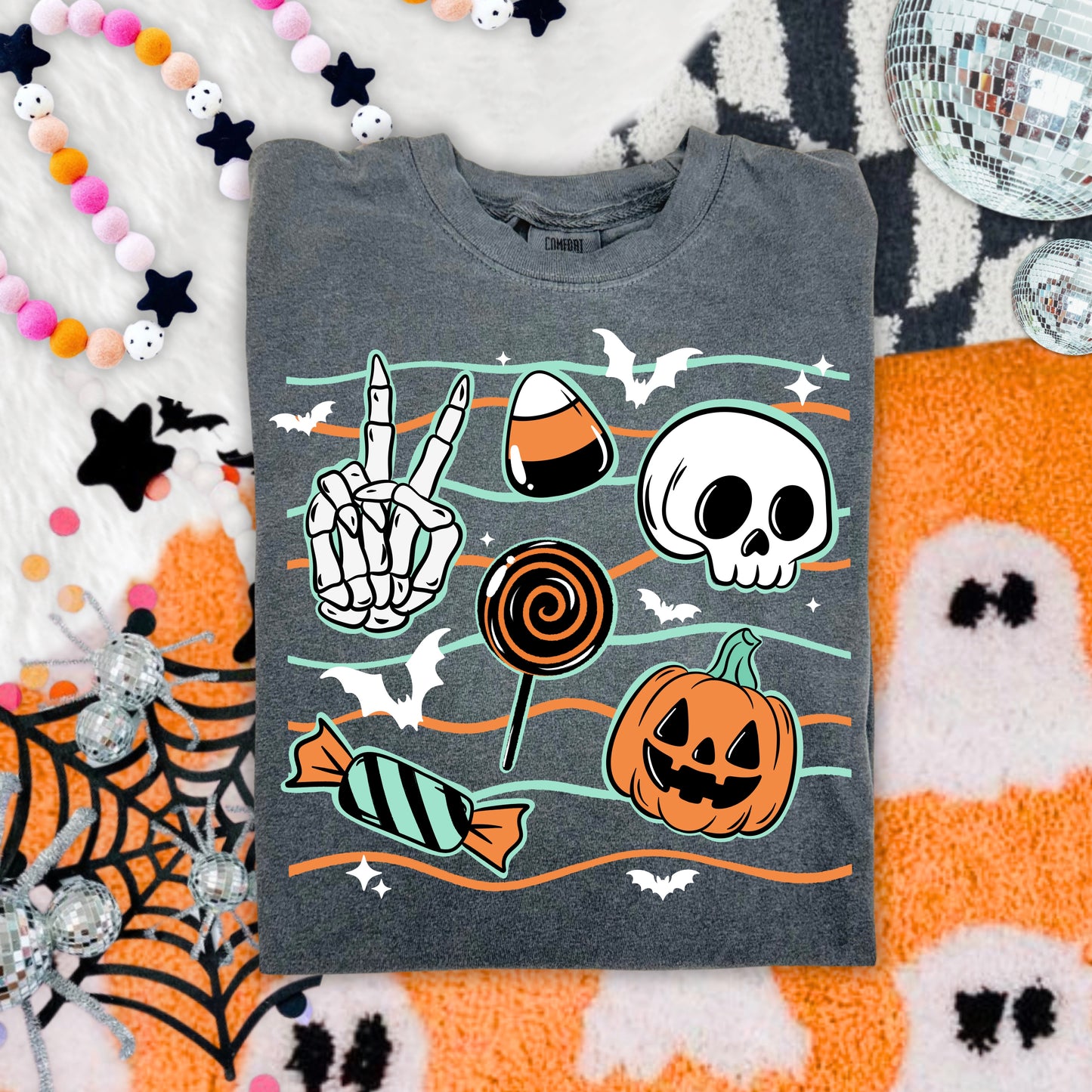 Spooky Things Wavy Lines White-Ready to Press Transfer