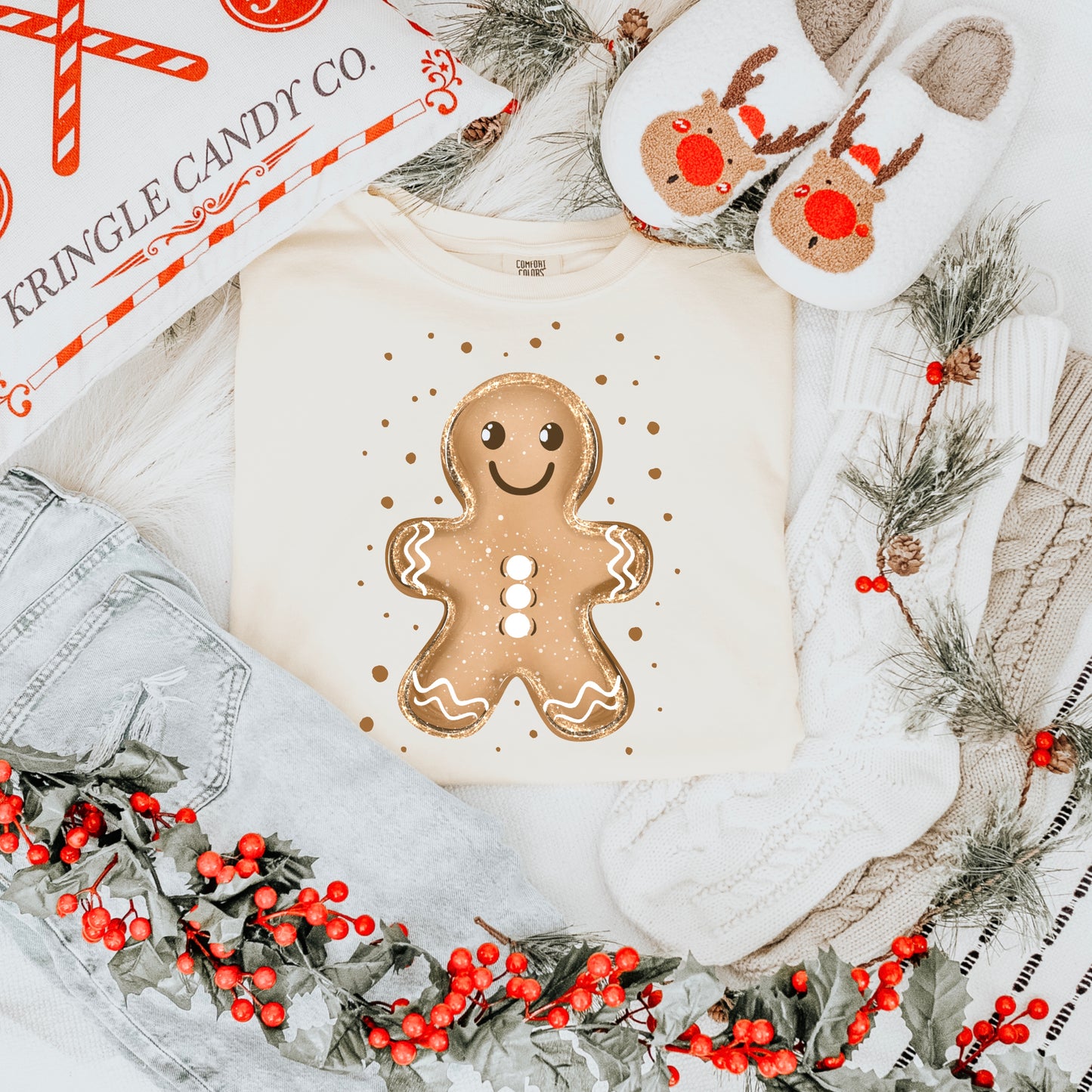 Glittery Gingerbread No Bow-Ready to Press Transfer