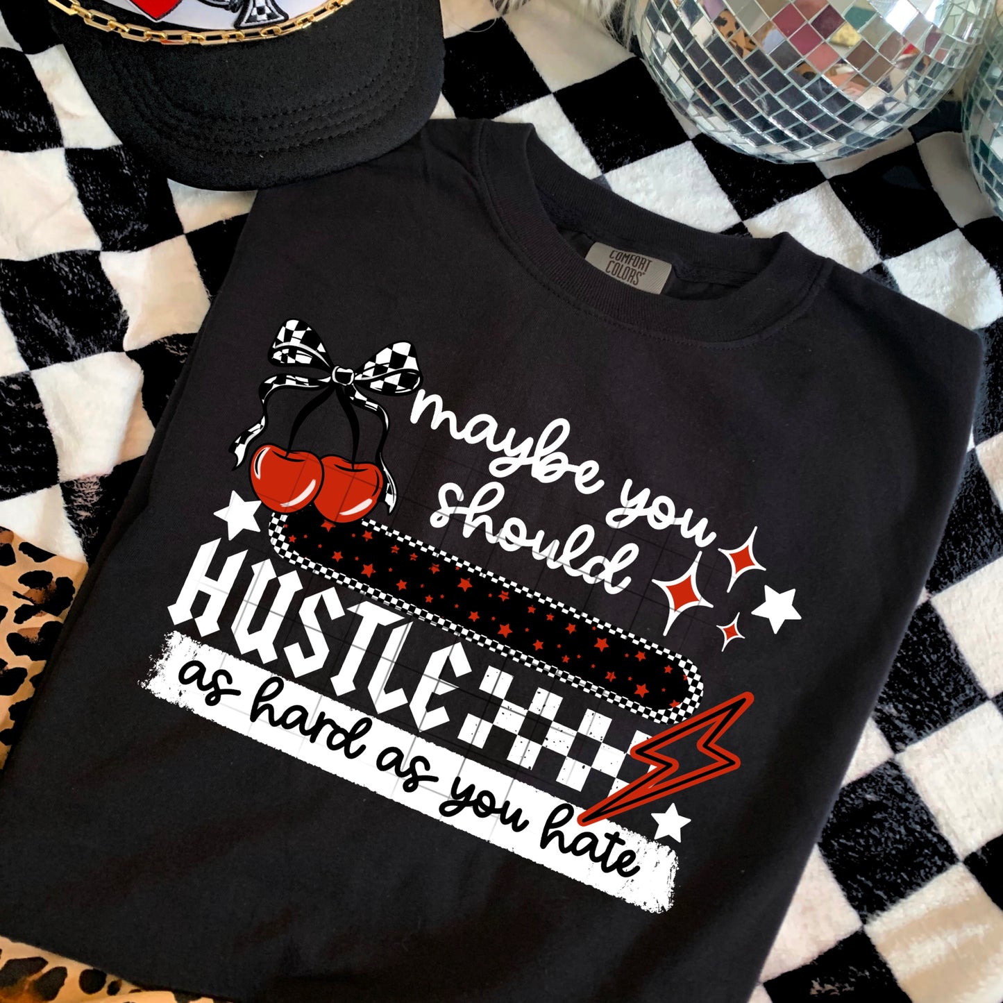 Hustle as Hard as You Hate White Words-Ready to Press Transfer
