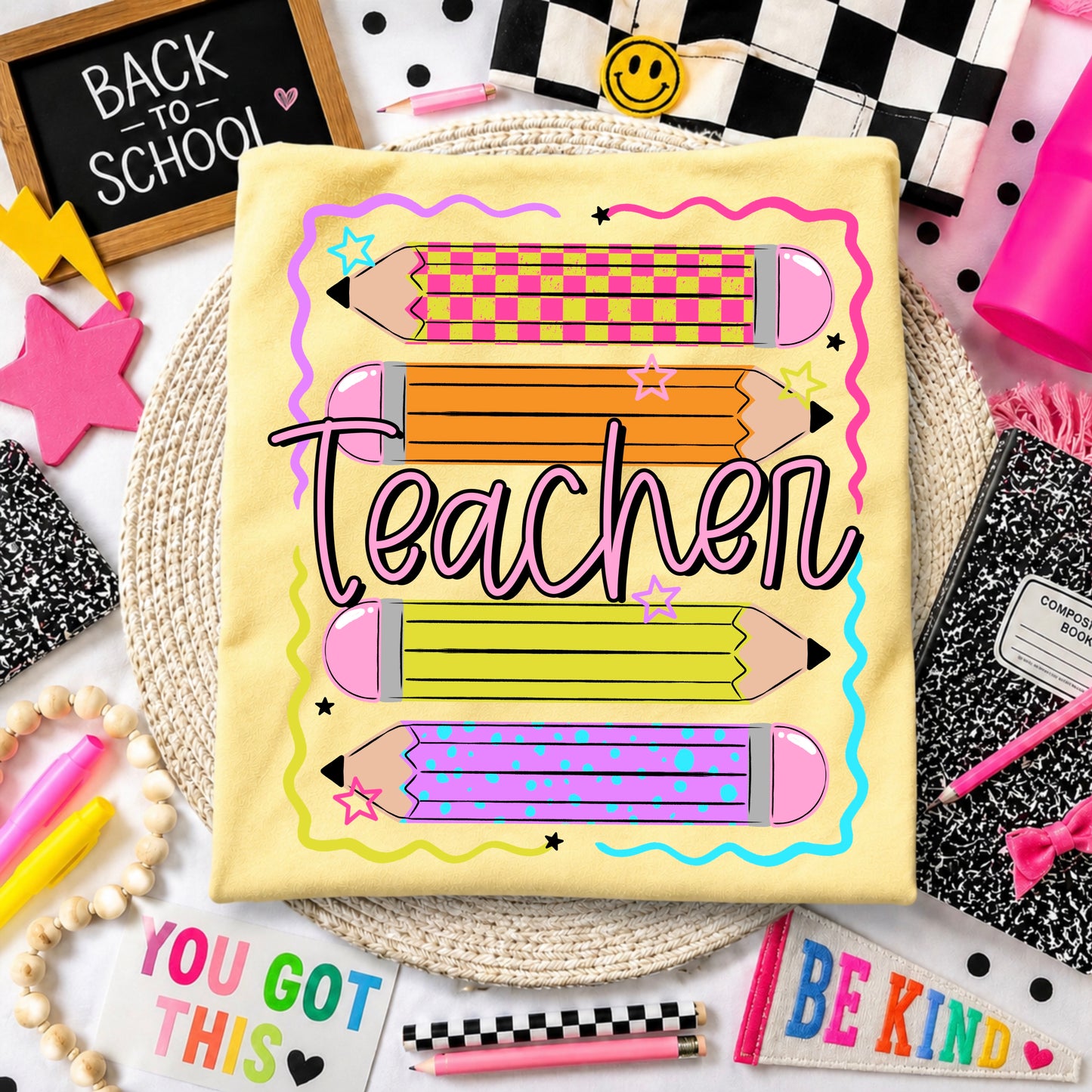 Teacher Colorful Pencils-Ready to Press Transfer