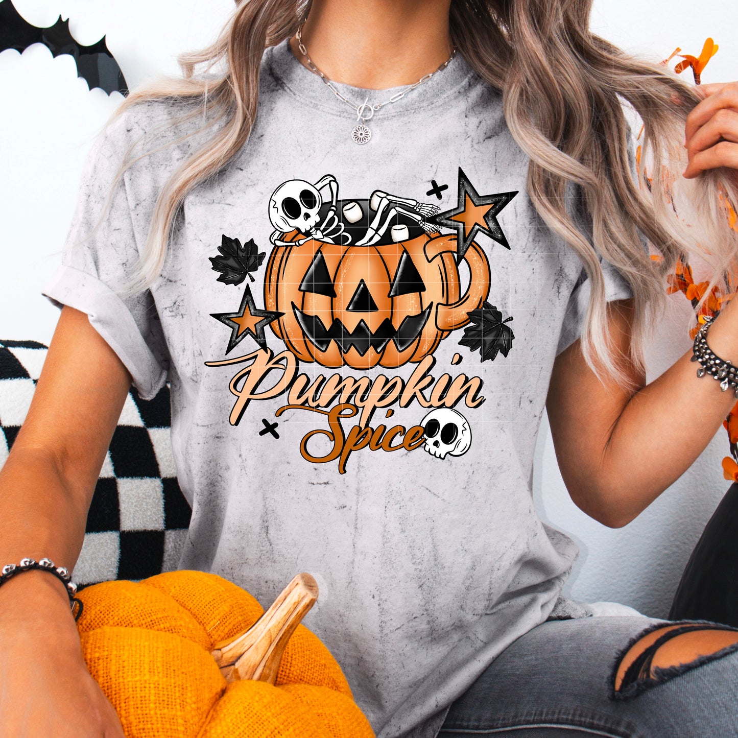 Pumpkin Spice Mug Skeleton-Ready to Press Transfer
