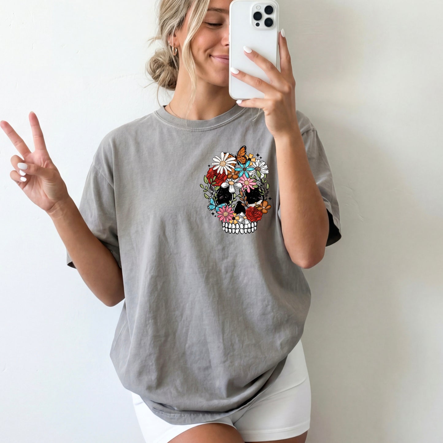 Floral Skull-Ready to Press Transfer