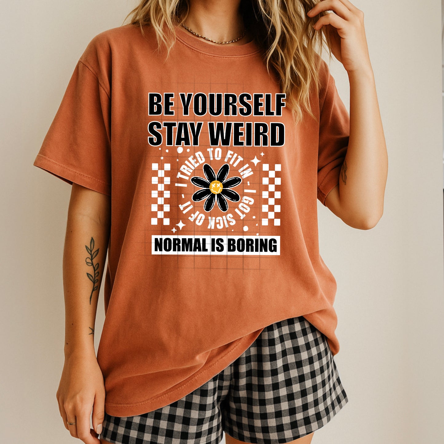 Be Yourself Stay Weird white outline-Ready to Press Transfer
