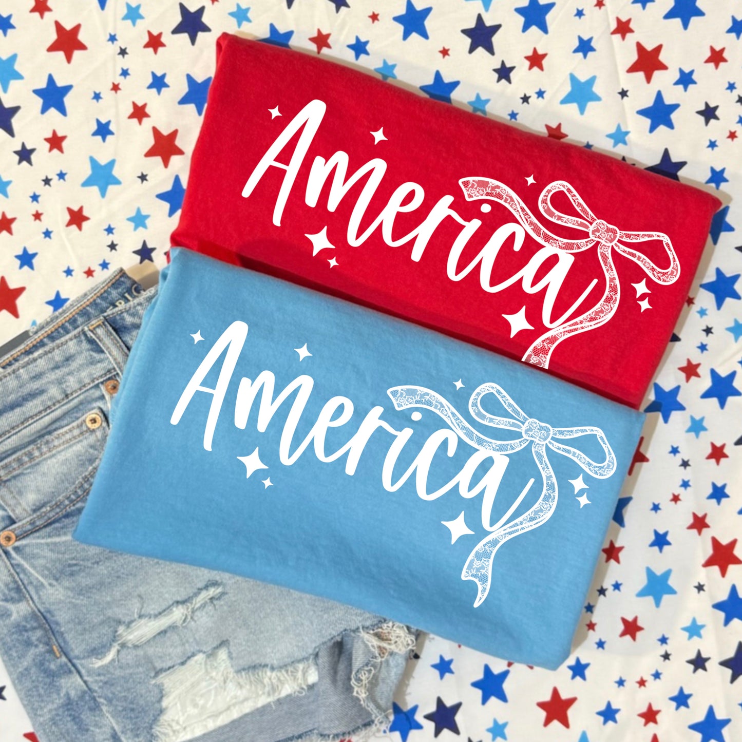 America Lace Bow-Ready to Press Transfer