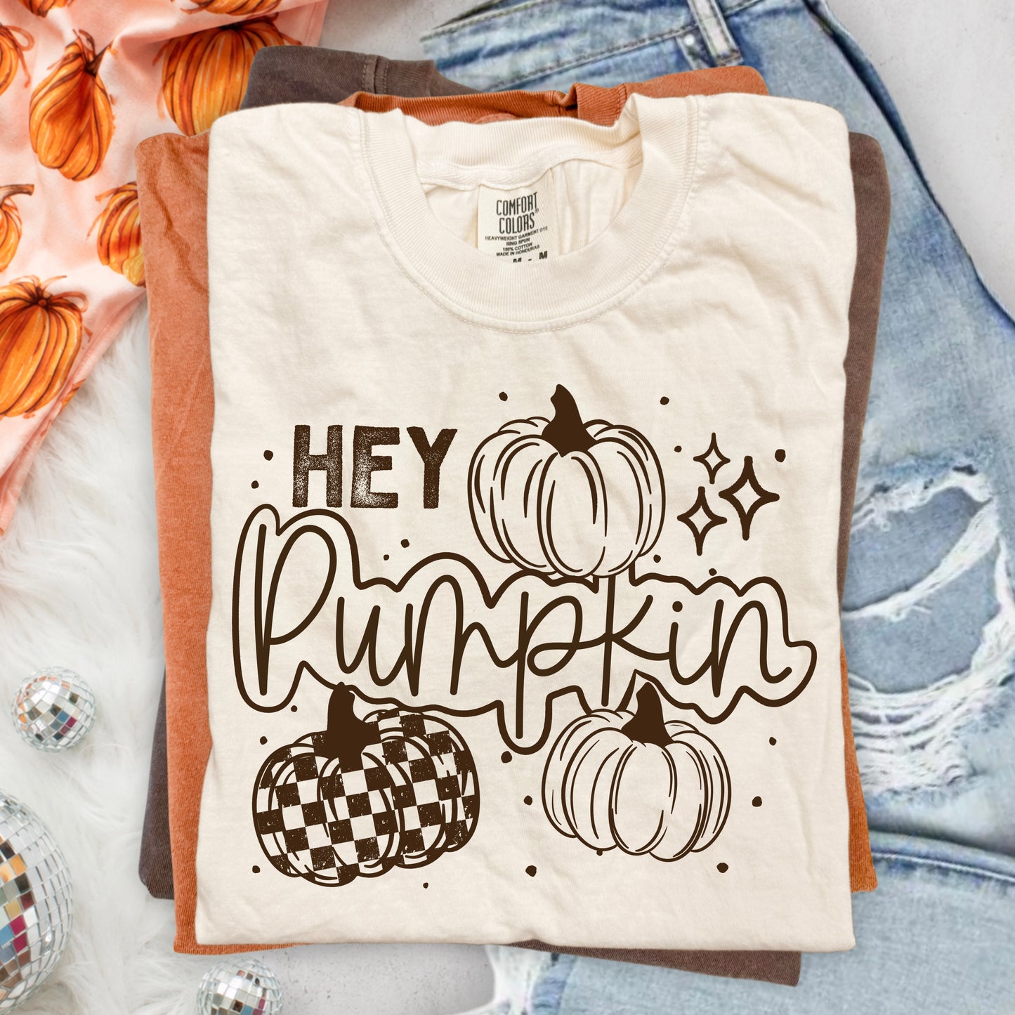 Hey Pumpkin Single Color Brown-Ready to Press Transfer