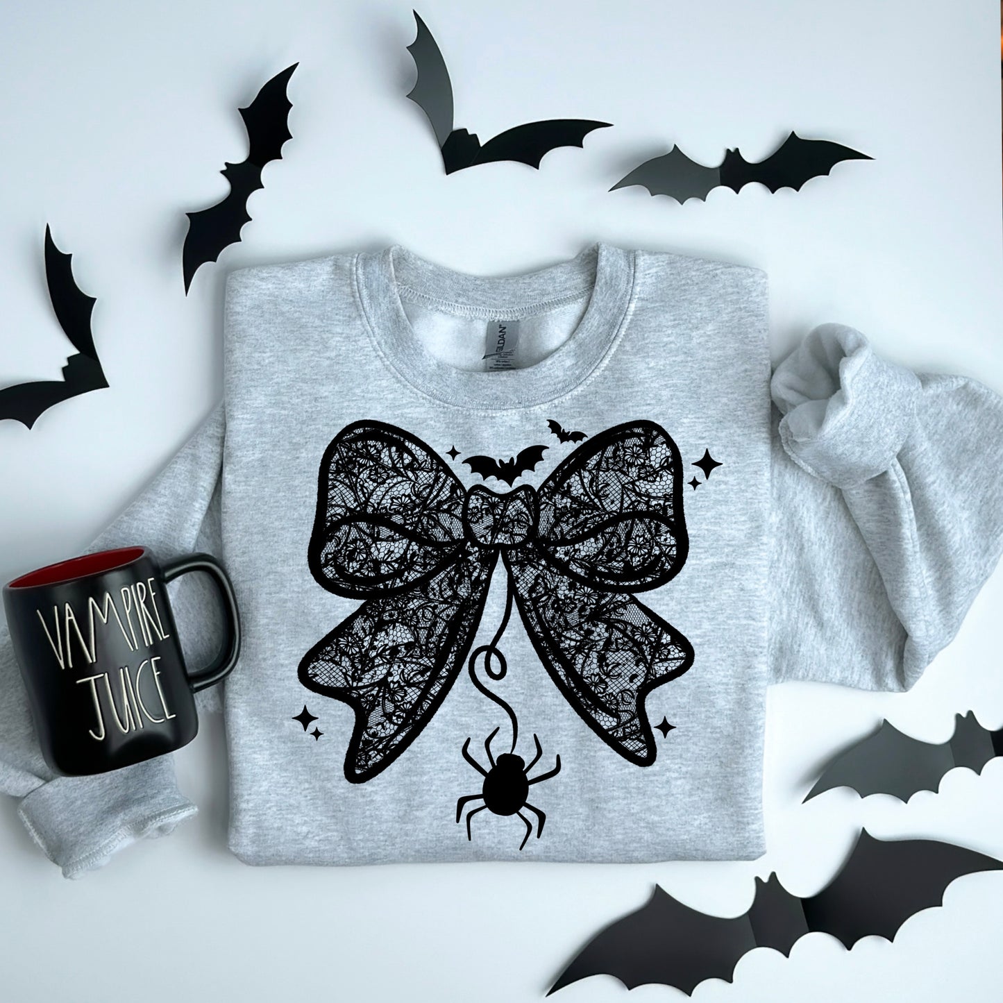 Lace Bow Single Color Black-Ready to Press Transfer