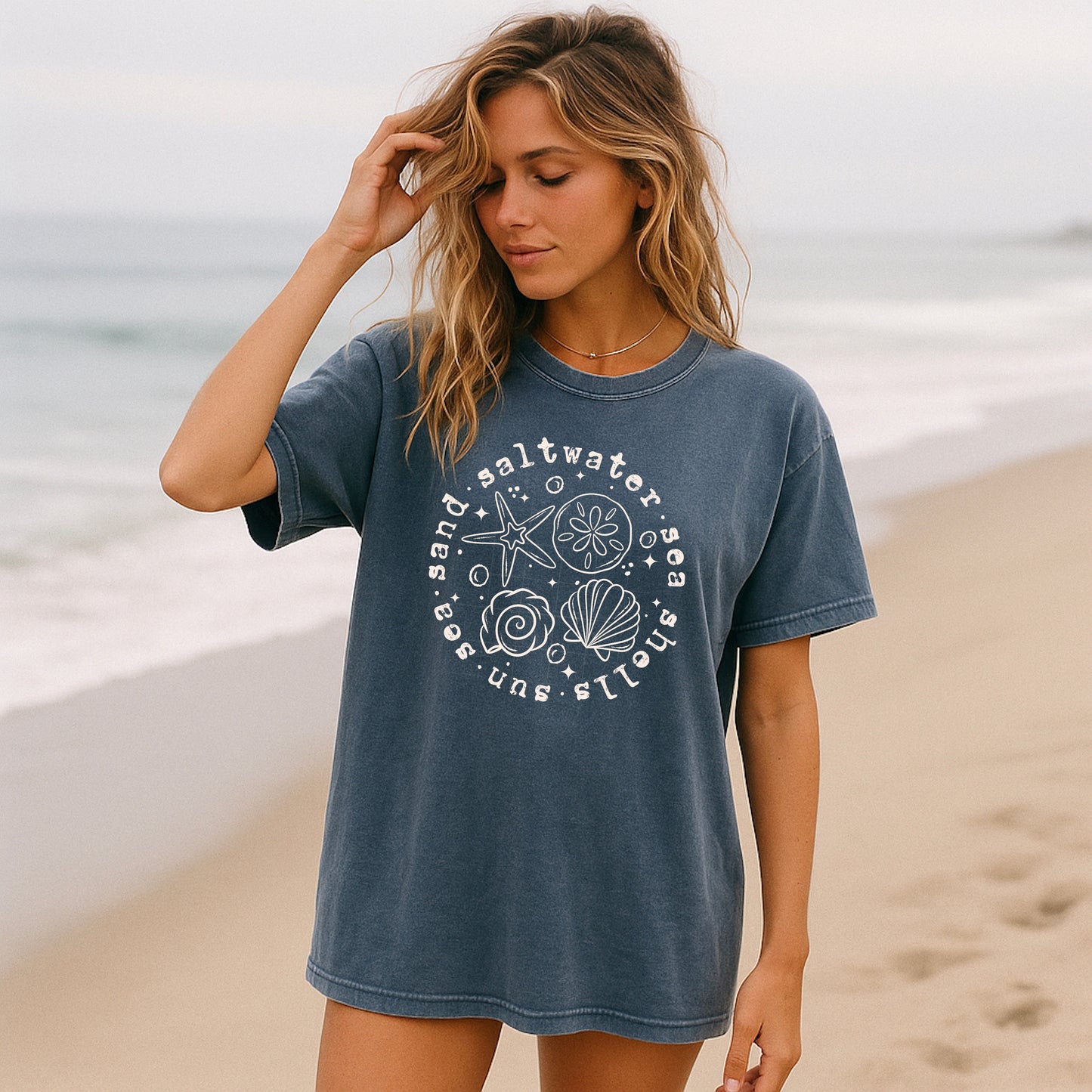 Sea Shell Circle Single Color Cream-Ready to Press Transfer